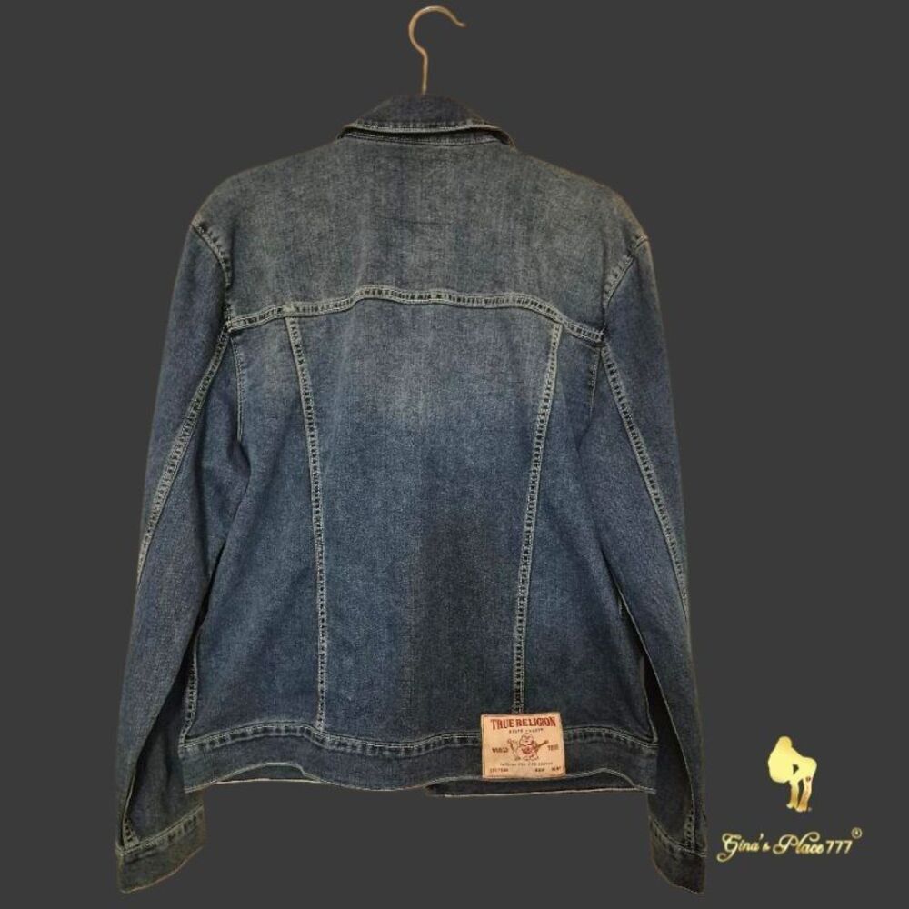 NWT True Religion Men’s Jesse SN Trucker Denim Jean Jacket Medium Flake, Size L - Picture 6 of 16